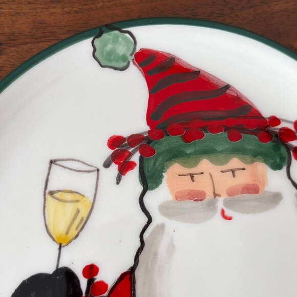 Vietri Old St. Nick Cocktail Plate Champagne Wine 6.5" Snack Canape Italy Santa - Picture 4 of 5